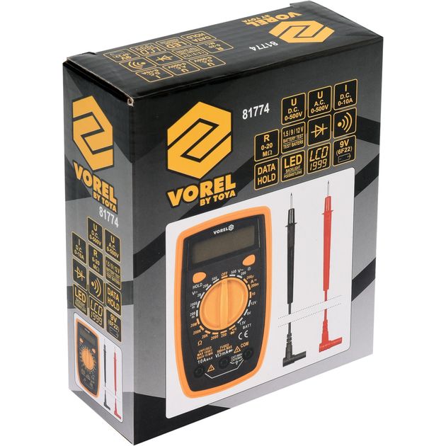 Мультиметр для вимірювання електричних параметрів VOREL цифровий з LCD-дисплеєм (VO-81774), фото , зображення 3 | SNABZHENIE.com.ua