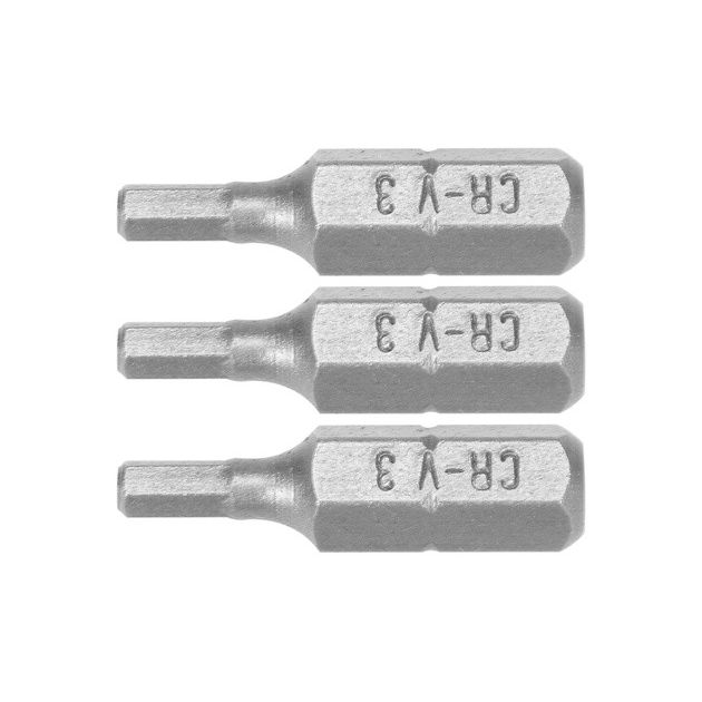 Насадка STHOR HEX H3 x 25 мм, HEX 1/4, Cr-V, 3 шт (VO-65501), фото  | SNABZHENIE.com.ua