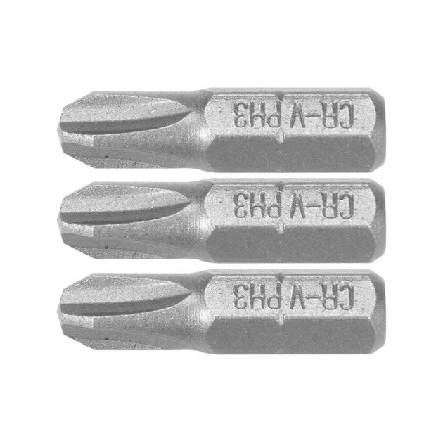 Насадки STHOR PH1, PH2, PH3, HEX 1/4, 25 мм, Cr-V, 3 шт (VO-65461), фото  | SNABZHENIE.com.ua
