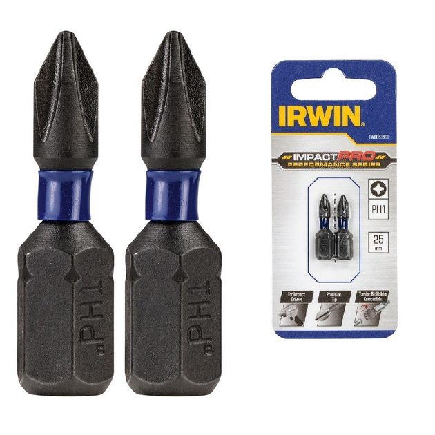 Бита IRWIN IMPACT PRO 1/4" 25мм PH1 2шт (IW6061301), фото  | SNABZHENIE.com.ua