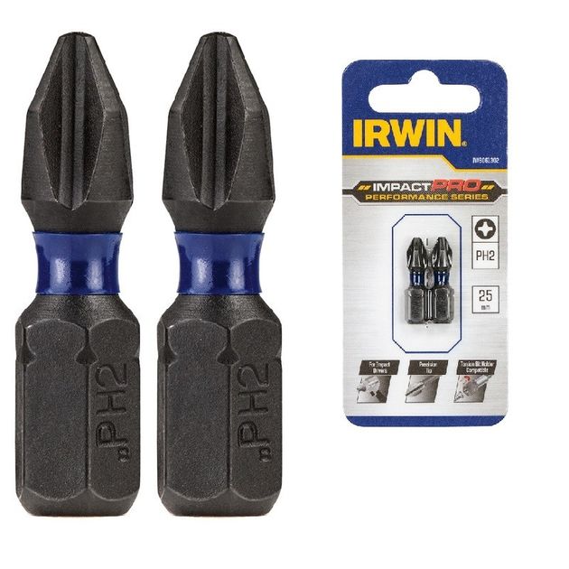 Бита IMPACT PRO 1/4" 25мм PH2 2шт, IRWIN (IW6061302), фото  | SNABZHENIE.com.ua