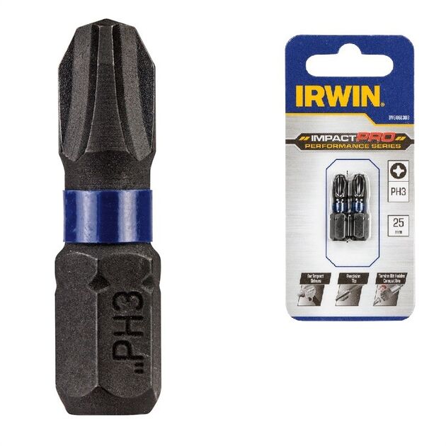 Бита IMPACT PRO 1/4" 25мм PH3 2 шт, IRWIN (IW6061303), фото  | SNABZHENIE.com.ua