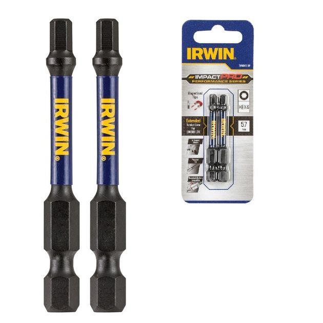 Бита IMPACT PRO 1/4" 57мм HEX4 2шт IRWIN (IW6061102), фото  | SNABZHENIE.com.ua