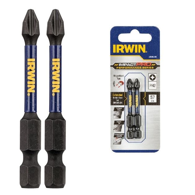 Бита IMPACT PRO 1/4" 57мм PH2 2шт, IRWIN (IW6061306), фото  | SNABZHENIE.com.ua