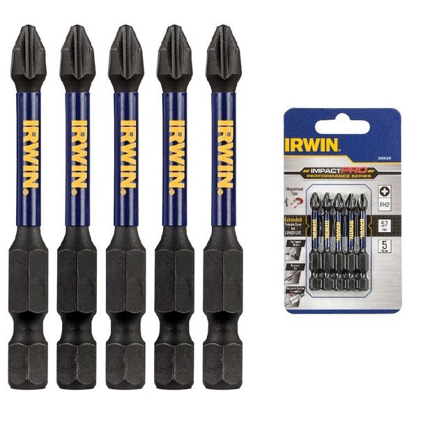 Бита IMPACT PRO 1/4" 57мм PH2 5шт, IRWIN (IW6061308), фото  | SNABZHENIE.com.ua