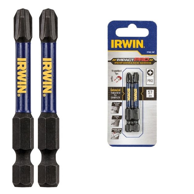 Бита IMPACT PRO 1/4" PH3 57мм 2шт, IRWIN (IW6061307), фото  | SNABZHENIE.com.ua