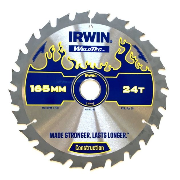 Диск пильный по дереву 165мм 24T 20/16 Weldtec IRWIN (1897393), фото  | SNABZHENIE.com.ua