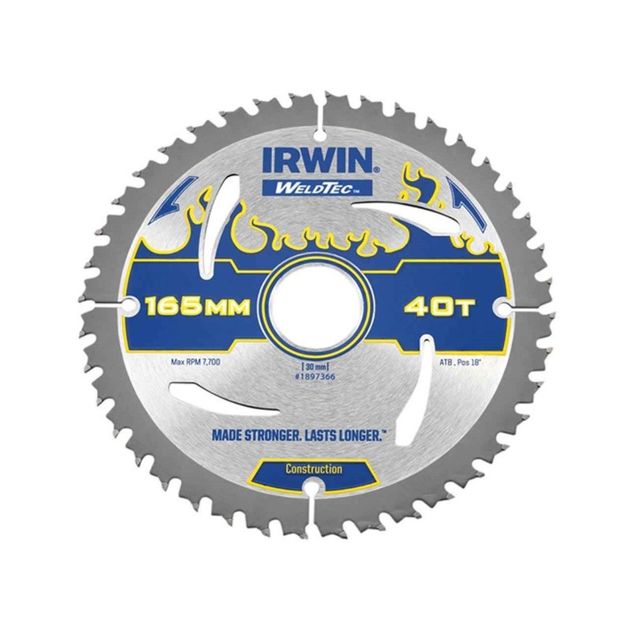 Диск пильный Weldtec CSB 165мм 40T 30/20 IRWIN (1897366), фото  | SNABZHENIE.com.ua