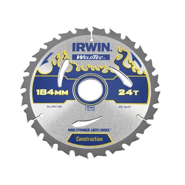 Пила дисковая по дереву Weldtec CSB 184мм/24T/30/20 AR30, IRWIN, фото  | SNABZHENIE.com.ua