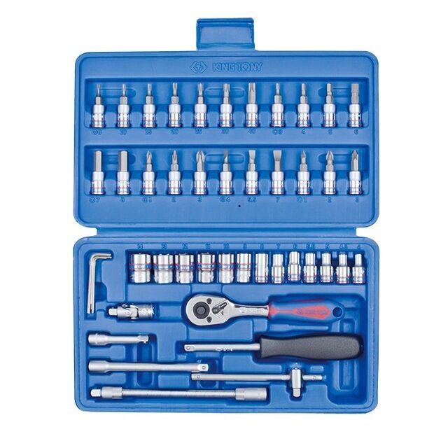 Набор головок 1/4" 46 шт. 6-гранные (4-14мм) в пластиковой упаковке, фото  | SNABZHENIE.com.ua