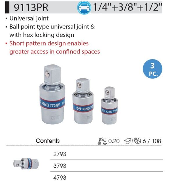 Набор карданов 3 шт 1/4, 3/8, 1/2 дюйма, фото , изображение 2 | SNABZHENIE.com.ua Набор карданов 3 шт 1/4, 3/8, 1/2 дюйма, фото , изображение 2 | SNABZHENIE.com.ua