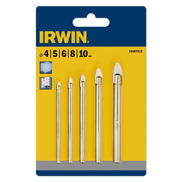 Набор сверл по стеклу и плитке 5 шт., IRWIN, 4-10 мм, фото  | SNABZHENIE.com.ua