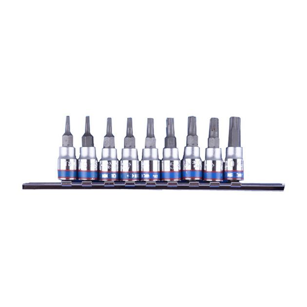 Набор TORX 1/4 9 ед в держателе T8-T40 на планке, фото  | SNABZHENIE.com.ua