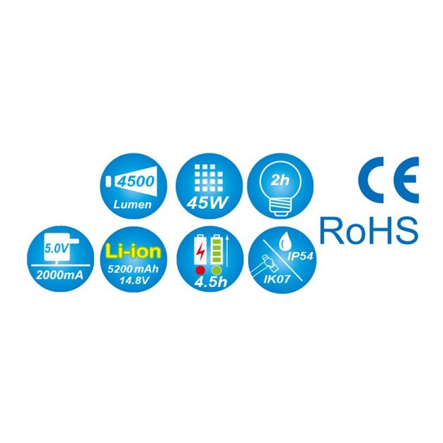 Переносний прожектор з ручкою 45W 120 PC SMD LED, фото , зображення 4 | SNABZHENIE.com.ua