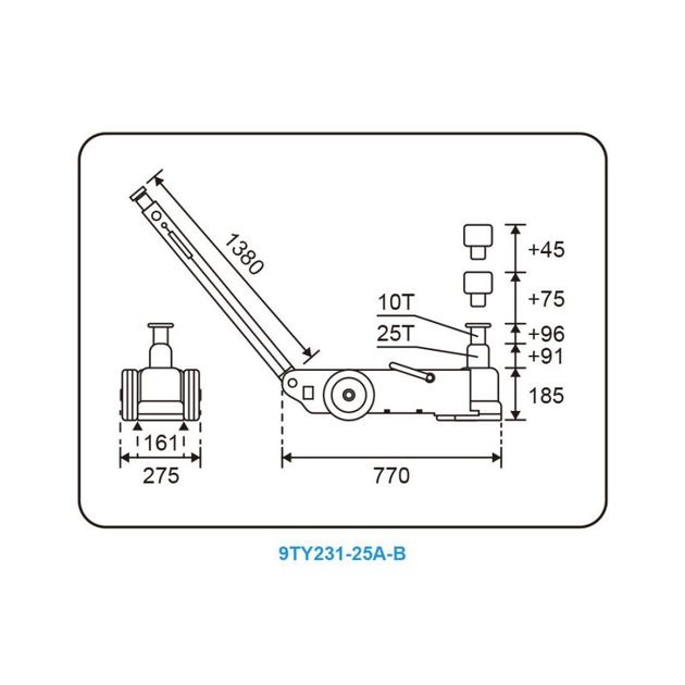 Пневмогидравлический домкрат 25/10т (9TY231-25A-B), фото , изображение 3 | SNABZHENIE.com.ua