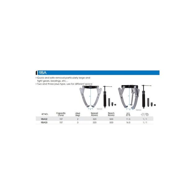 Съемник 2-захватный 500мм, 15 тонн (9BA02), фото , изображение 2 | SNABZHENIE.com.ua