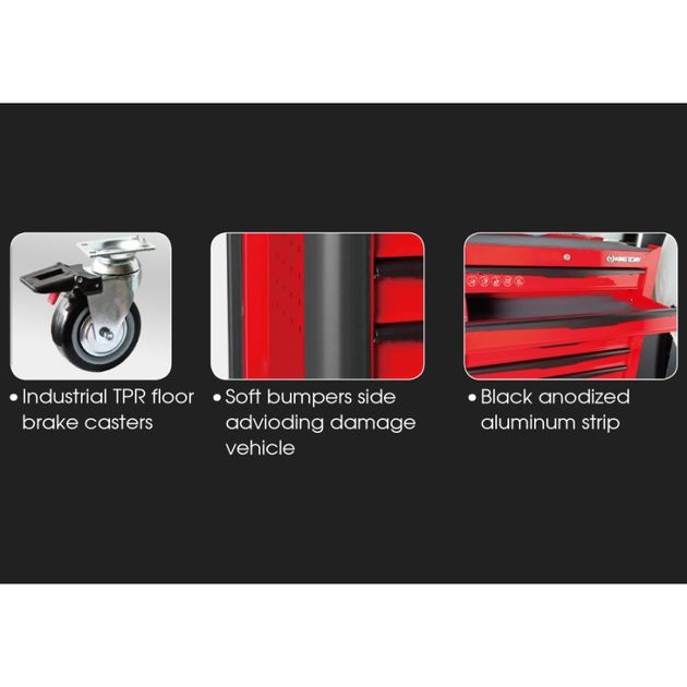 Тумба інструментальна 7 полична (кожна полиця з фіксатором) з бампером, фото , зображення 2 | SNABZHENIE.com.ua