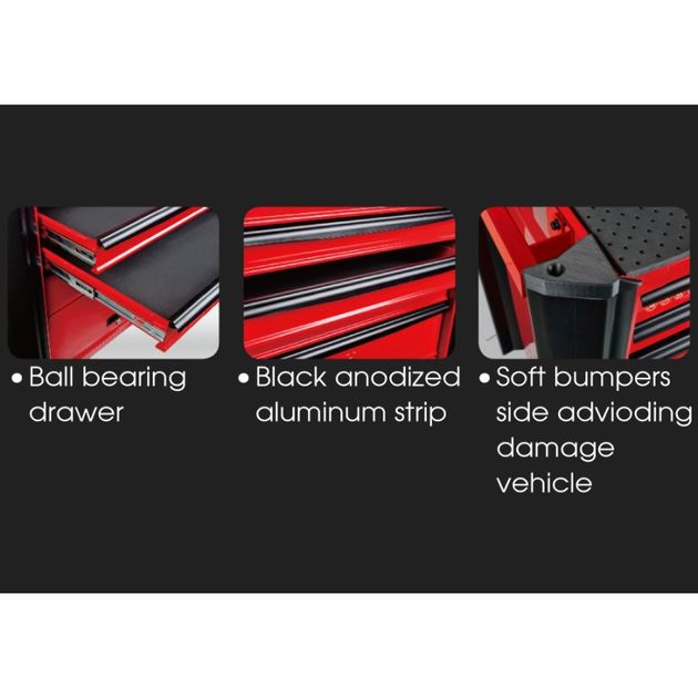 Инструментальная тумба 7 полочная с бампером, синяя, фото , изображение 2 | SNABZHENIE.com.ua