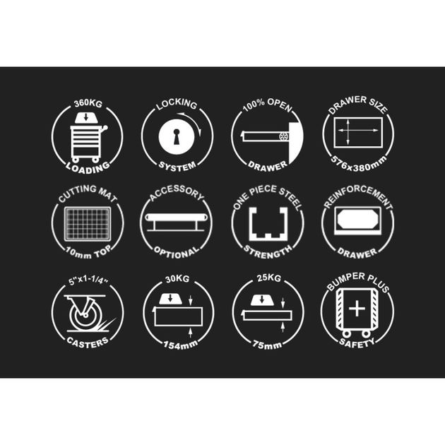 Инструментальная тумба 7 полок с бампером, фото , изображение 3 | SNABZHENIE.com.ua