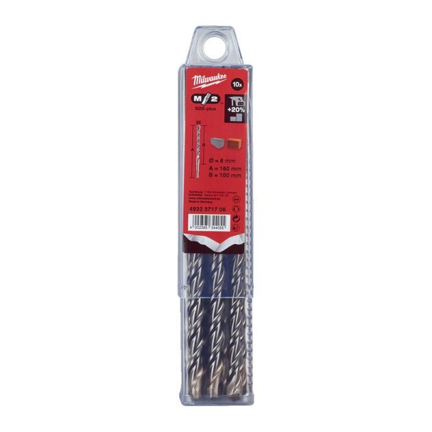 Бур SDS-PLUS M2 MILWAUKEE 8,0x210 мм (10 шт), фото , изображение 2 | SNABZHENIE.com.ua Бур SDS-PLUS M2 MILWAUKEE 8,0x210 мм (10 шт), фото , изображение 2 | SNABZHENIE.com.ua