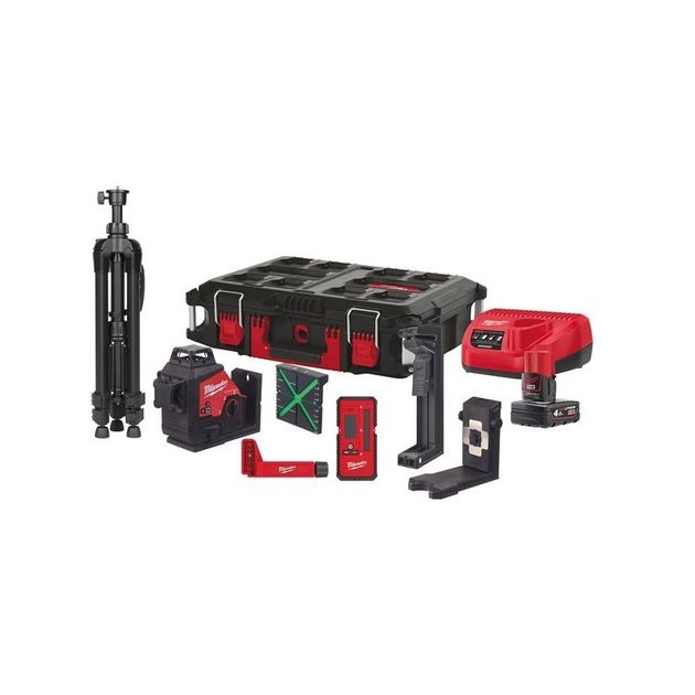 Нівелір лазерний 3D акумуляторний MILWAUKEE M12 3PLKIT-401P, фото , зображення 3 | SNABZHENIE.com.ua Нівелір лазерний 3D акумуляторний MILWAUKEE M12 3PLKIT-401P, фото , зображення 3 | SNABZHENIE.com.ua