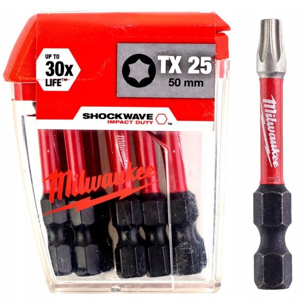 Насадка Milwaukee SHOCKWAVE TX25 50мм (упаковка 10 шт), фото  | SNABZHENIE.com.ua
