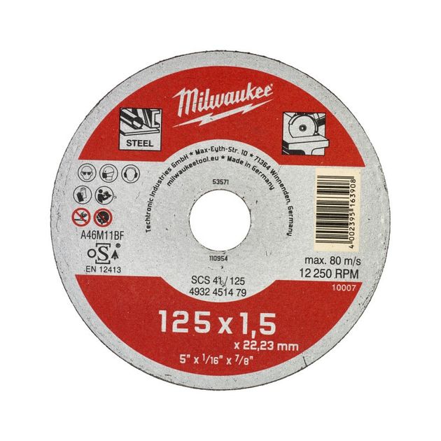 Отрезной диск MILWAUKEE SCS 41/125х1,5, фото  | SNABZHENIE.com.ua