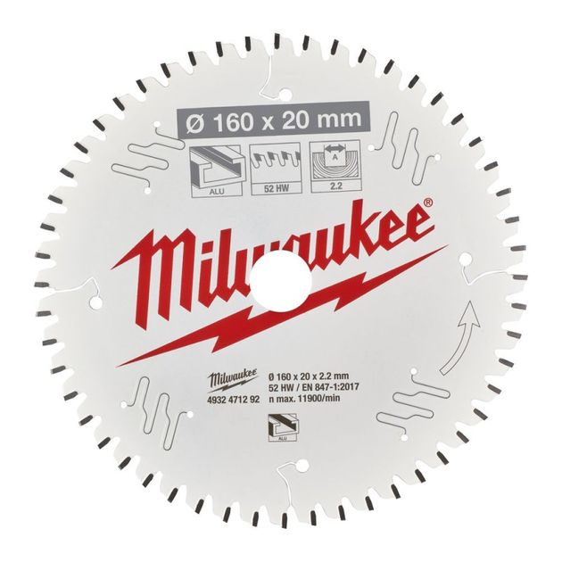 Пила дисковая Alu PFTE MILWAUKEE, 160х20х2,2мм, 52 зуба, фото  | SNABZHENIE.com.ua