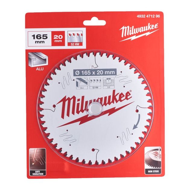 Пила дисковая Alu PFTE MILWAUKEE, 165х20х2,2мм, 52 зуба, фото  | SNABZHENIE.com.ua