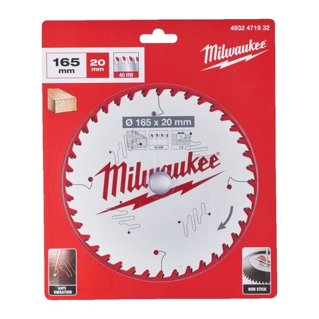 Пильный диск PFTE THIN KERF MILWAUKEE 165x20x1.6мм, 40 зубьев, фото  | SNABZHENIE.com.ua