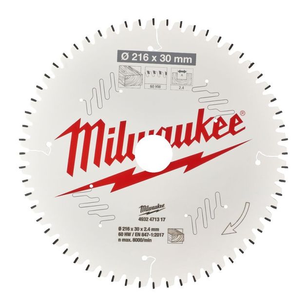 Пильный диск PFTE MILWAUKEE, 216/30мм, 48 зубьев, фото  | SNABZHENIE.com.ua