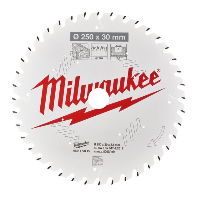 Пильный диск PFTE MILWAUKEE 250x30x2,8мм, 40 зубьев, фото  | SNABZHENIE.com.ua
