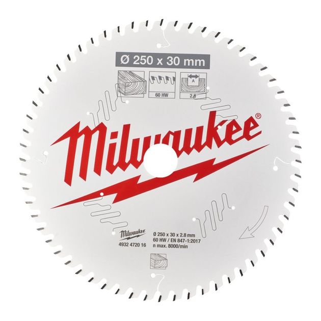Пильный диск PFTE MILWAUKEE 250х30х2,8мм, 60 зубьев, фото  | SNABZHENIE.com.ua
