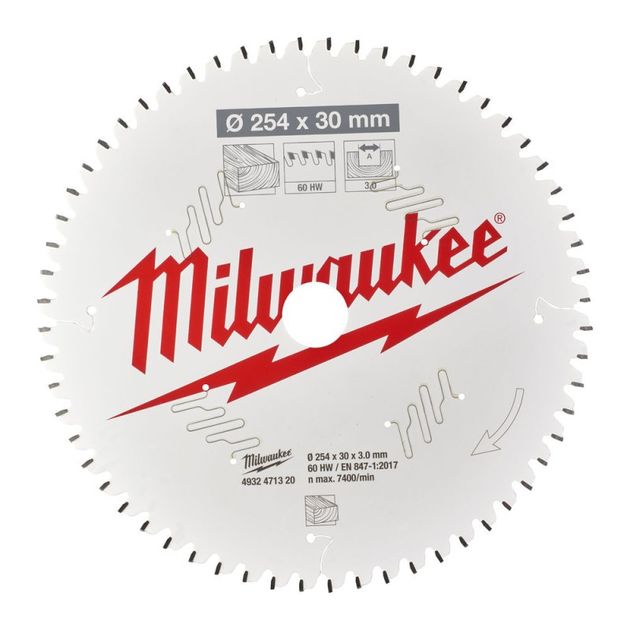 Пилящий диск PFTE MILWAUKEE, 254x30мм, 60 зубьев, фото  | SNABZHENIE.com.ua
