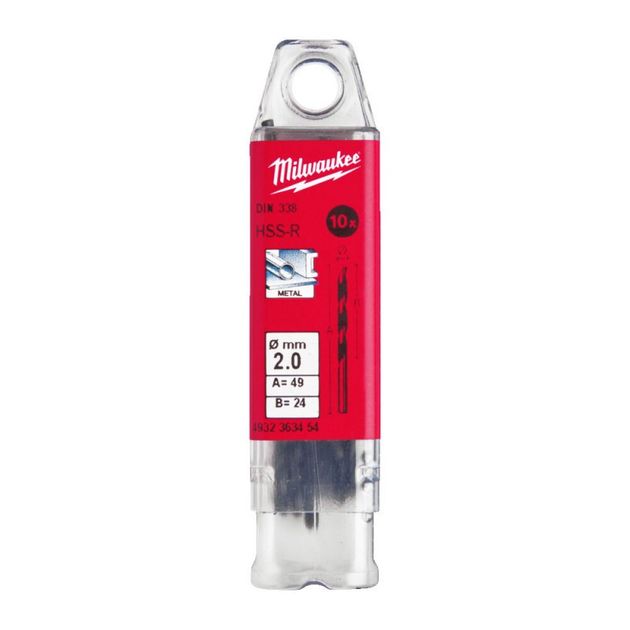 Сверло по металлу HSS-R MILWAUKEE DIN338, 2,0 мм, 10 шт., фото  | SNABZHENIE.com.ua