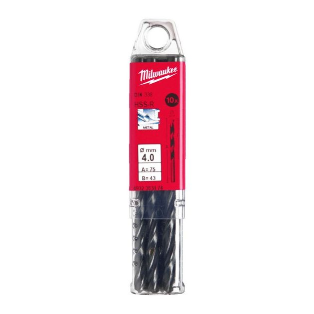 Сверло HSS-R MILWAUKEE DIN338 4,0мм (10шт), фото , изображение 3 | SNABZHENIE.com.ua Сверло HSS-R MILWAUKEE DIN338 4,0мм (10шт), фото , изображение 3 | SNABZHENIE.com.ua