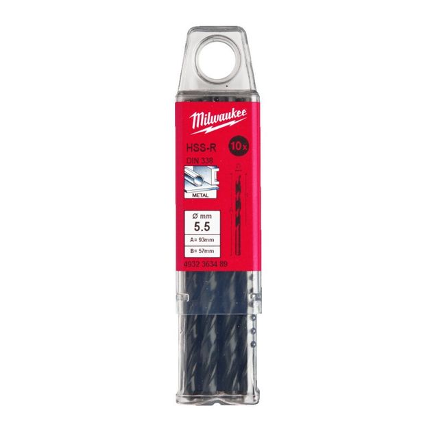Сверло по металлу HSS-R MILWAUKEE DIN338, 5,5 мм, 10 шт., фото  | SNABZHENIE.com.ua