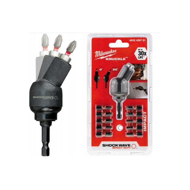Угловая насадка KNUCKLE™ SHOCKWAVE™ + 10 бит MILWAUKEE 4932459781, фото  | SNABZHENIE.com.ua
