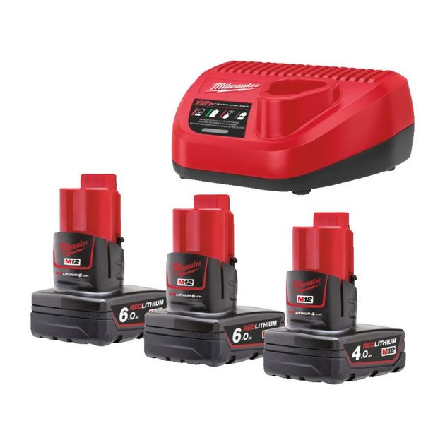 Энергокомплект MILWAUKEE M12 NRGO1-643 (2шт B6 + 1шт B4 + З/У С12С), фото  | SNABZHENIE.com.ua