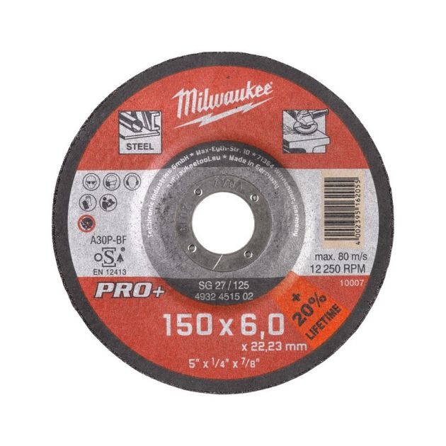 Шлифовальный диск по металлу SG 27/150х6 PRO+ (1 шт) MILWAUKEE, фото  | SNABZHENIE.com.ua