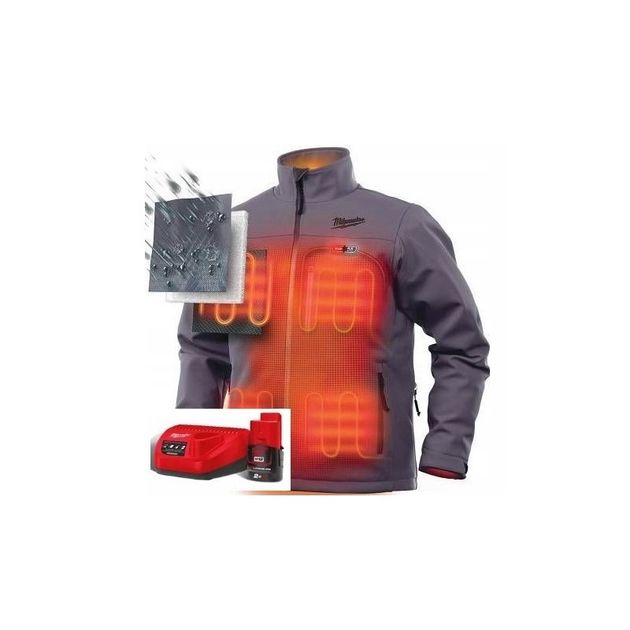 Куртка с подогревом S M12 HJGREY5-201 MILWAUKEE + з/у + акк., фото , изображение 2 | SNABZHENIE.com.ua Куртка с подогревом S M12 HJGREY5-201 MILWAUKEE + з/у + акк., фото , изображение 2 | SNABZHENIE.com.ua