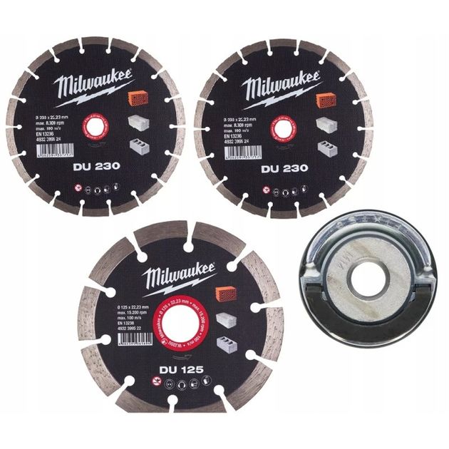 Комплект алмазных дисков MILWAUKEE 230+125 с гайкой Fixtec XL, фото  | SNABZHENIE.com.ua