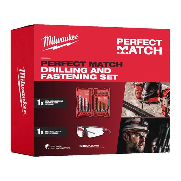 Набор бит Milwaukee SHOCKWAVE (39 шт.) + очки Perfect match deal, фото  | SNABZHENIE.com.ua