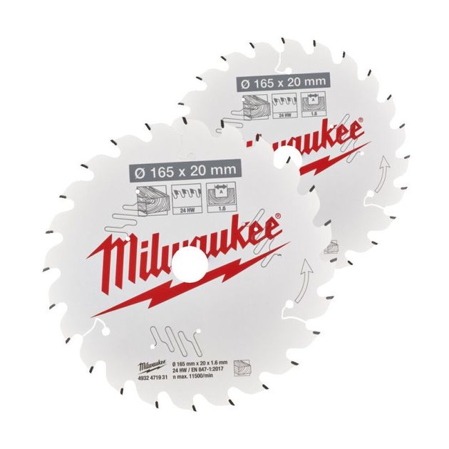 Пильный диск 165X20X40T для циркулярной пилы MILWAUKEE (2 шт.), фото  | SNABZHENIE.com.ua