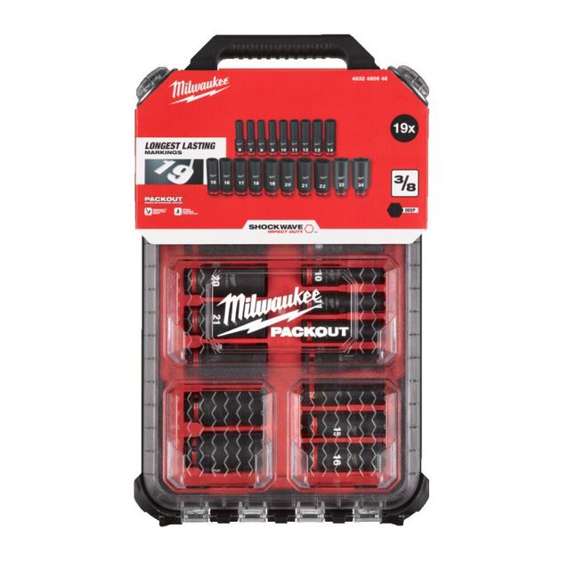 Набор ударных головок 3/8" 19 ед. длинные 6-24мм в кейсе SHOCKWAVE, фото  | SNABZHENIE.com.ua