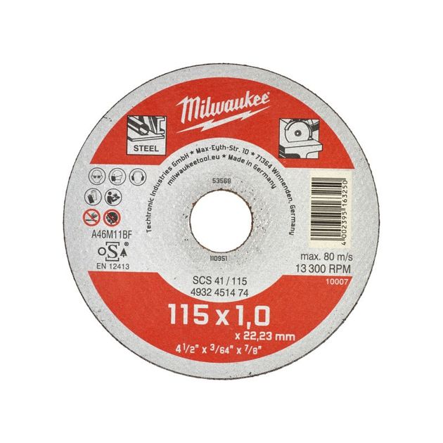 Отрезной диск MILWAUKEE SCS41/115X1, 4932451474, 115 мм, фото  | SNABZHENIE.com.ua