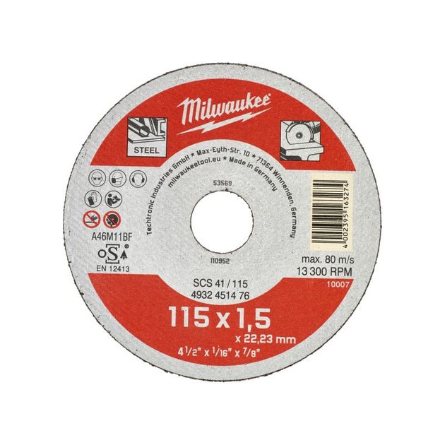 Отрезной диск MILWAUKEE SCS41/115X1,5, фото  | SNABZHENIE.com.ua