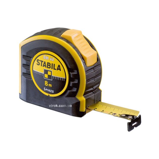 Рулетка STABILA Type BM40: L= 8 м х 25 мм, полиамидное покрытие ленты, крючок Spikes, фото  | SNABZHENIE.com.ua