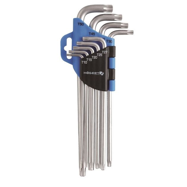 Набор Г-образных ключей TORX Т10-Т50, 9 шт. HOEGERT HT1W818, фото  | SNABZHENIE.com.ua