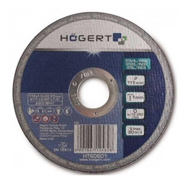 Диск отрезной по металлу 115 х 1,0 х 22,23 мм HOEGERT HT6D601, фото  | SNABZHENIE.com.ua